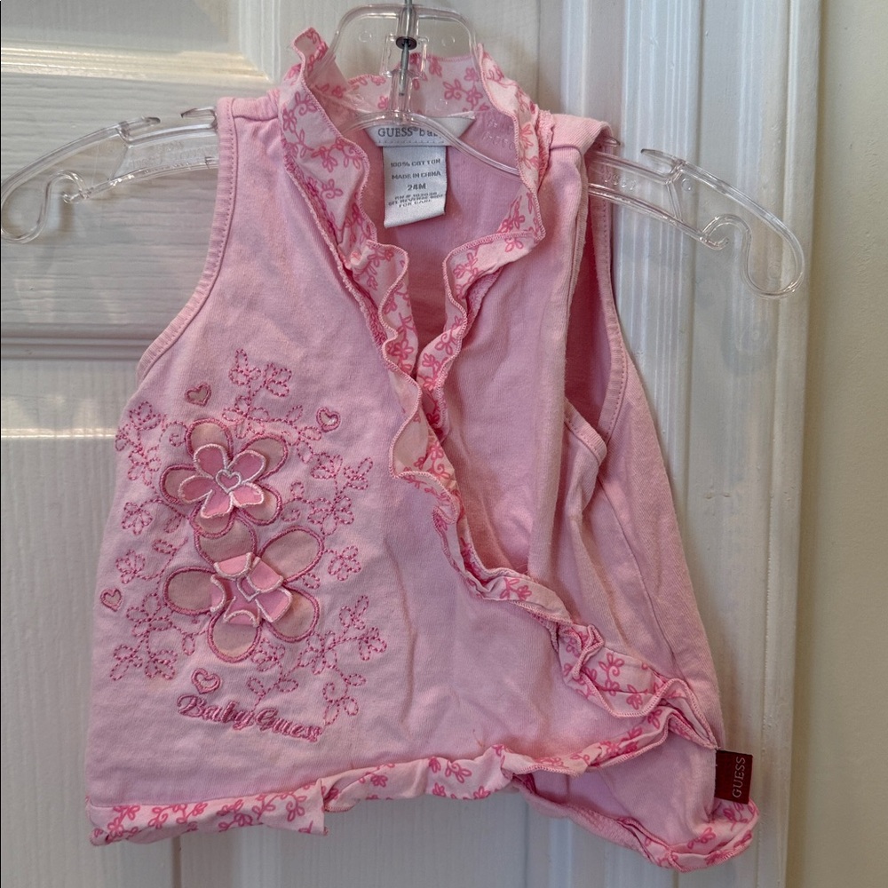 Guess Light Pink Floral Embroidered Vest